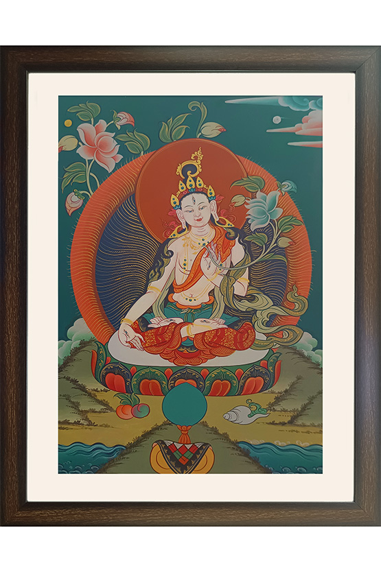 Ladakh Thangka Painting White Tara (16x20) Inches