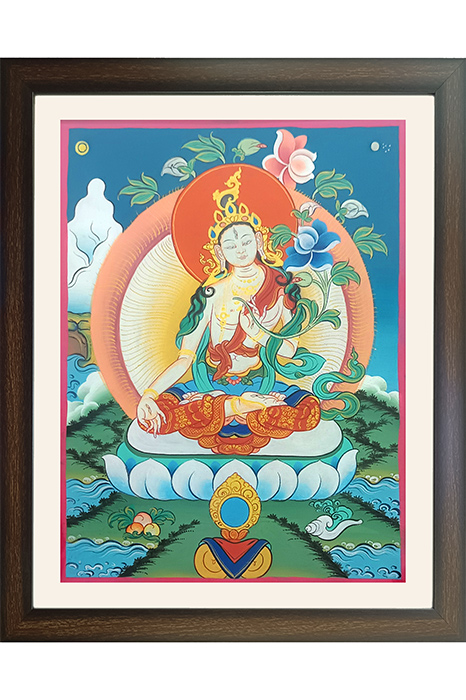 Ladakh Thangka Painting White Tara (13.5x16.5) Inches