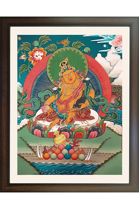 Ladakh Thangka Painting Jambhala (Kubera) (18x25) Inches