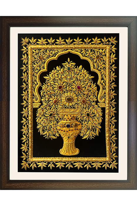Lucknow Zardozi Wall Hanging with Frame (27*34) Inches