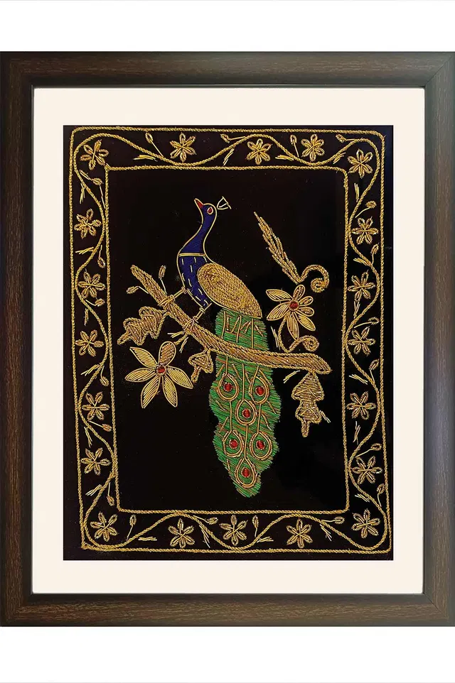 Lucknow Zardozi Wall Hanging with Frame (14*17) Inches