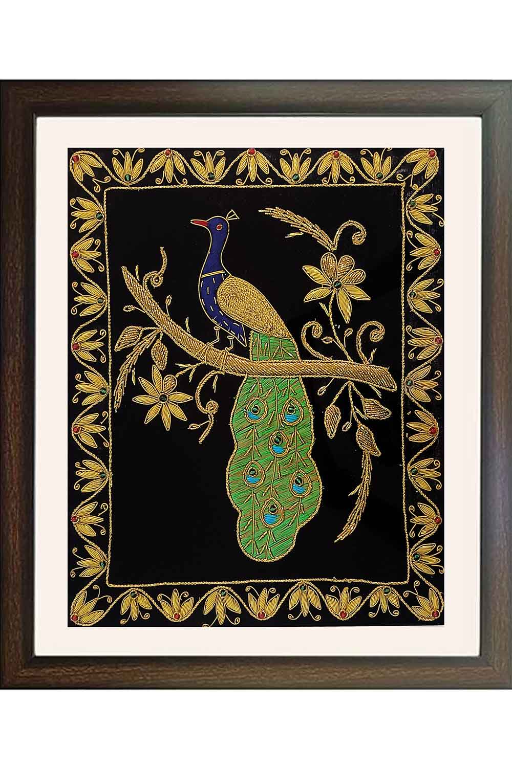 Lucknow Zardozi Wall Hanging with Frame (19*22) Inches