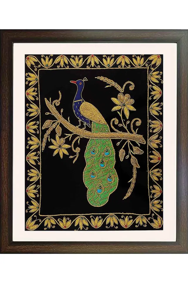 Lucknow Zardozi Wall Hanging with Frame (19*22) Inches