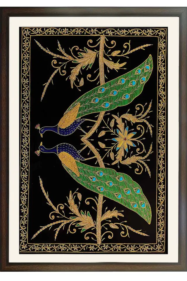 Lucknow Zardozi Wall Hanging with Frame (40*28) Inches