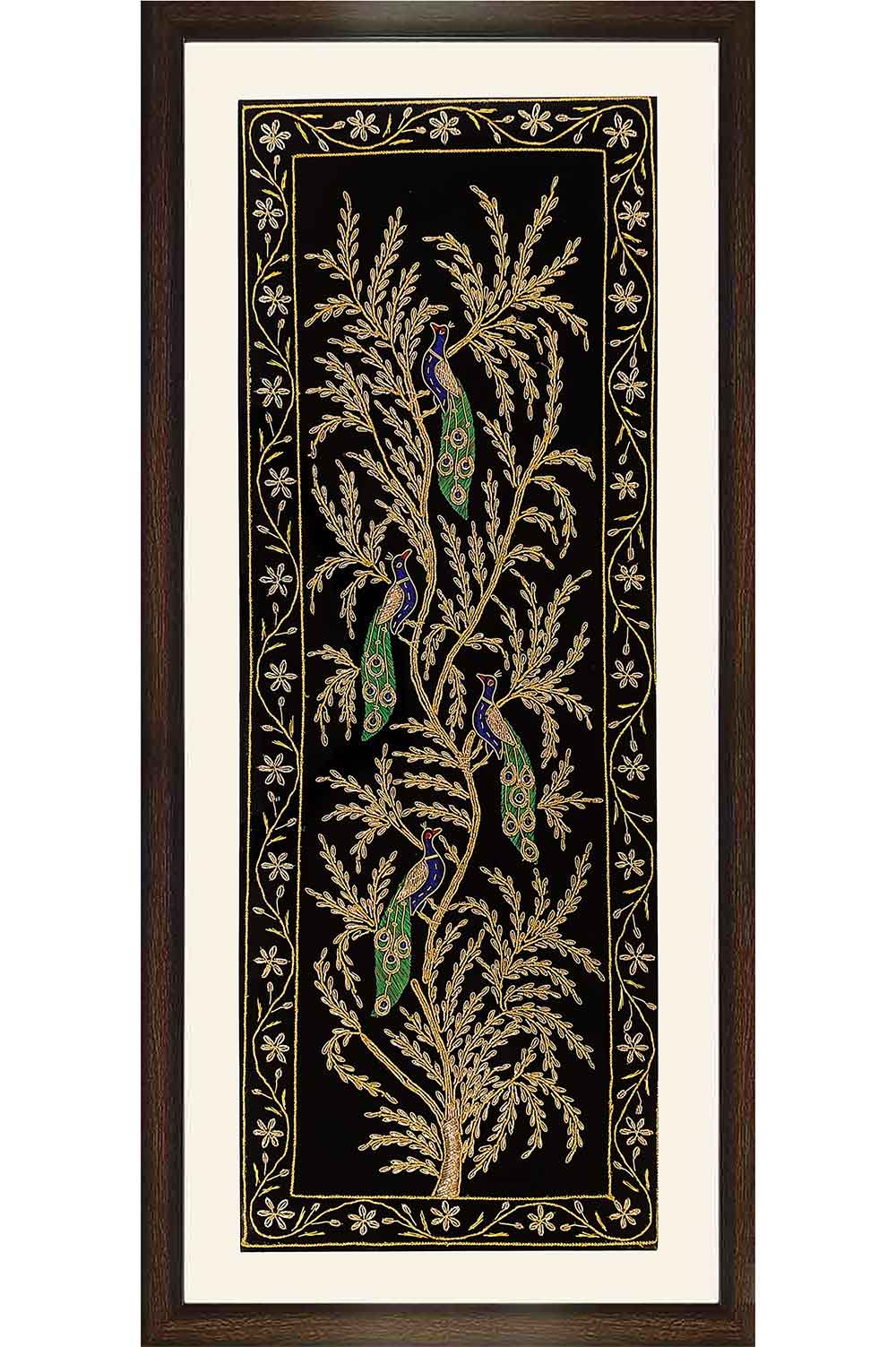 Lucknow Zardozi Wall Hanging with Frame (18*41) Inches