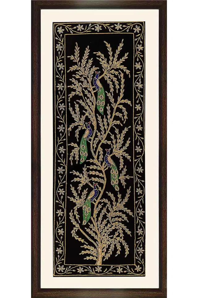 Lucknow Zardozi Wall Hanging with Frame (18*41) Inches