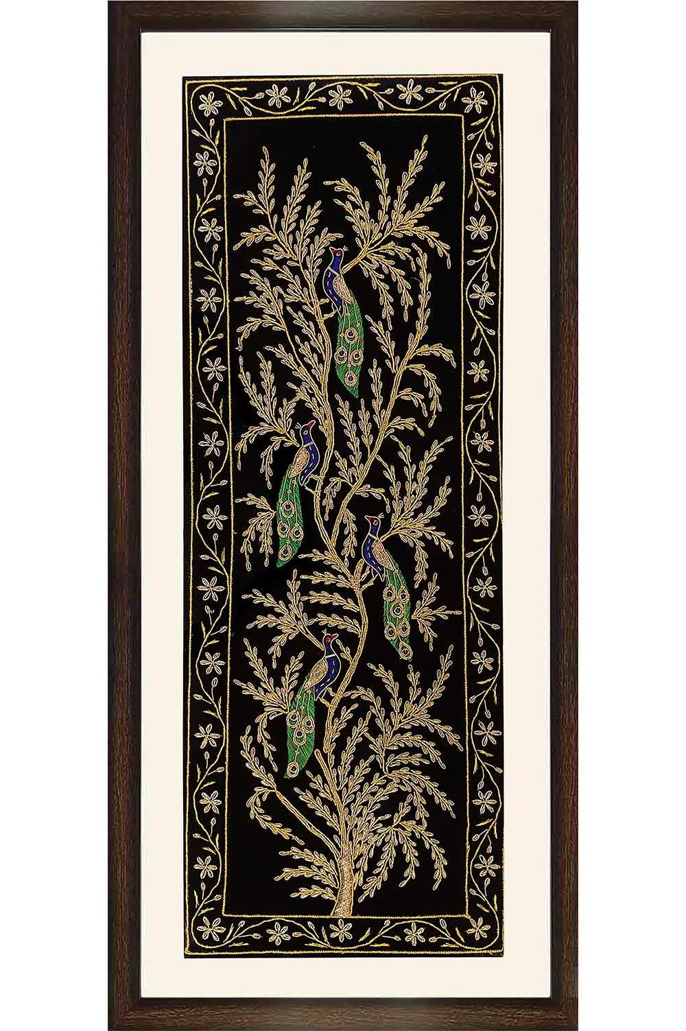 Lucknow Zardozi Wall Hanging with Frame (18*41) Inches
