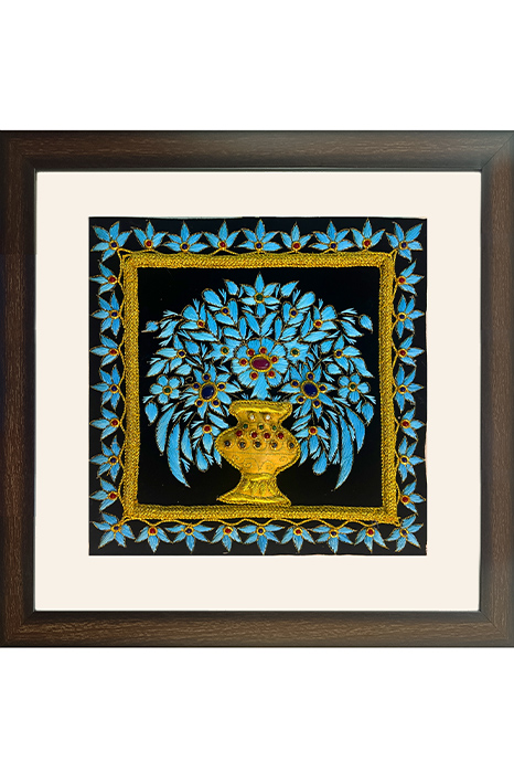 Lucknow Zardozi Wall Hanging with Frame (17*17) Inches
