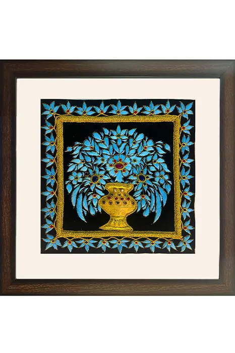 Lucknow Zardozi Wall Hanging with Frame (17*17) Inches