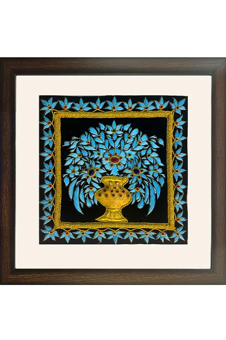 Lucknow Zardozi Wall Hanging with Frame (17*17) Inches