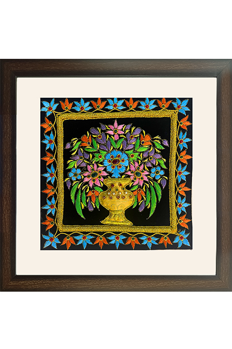 Lucknow Zardozi Wall Hanging with Frame (17*17) Inches