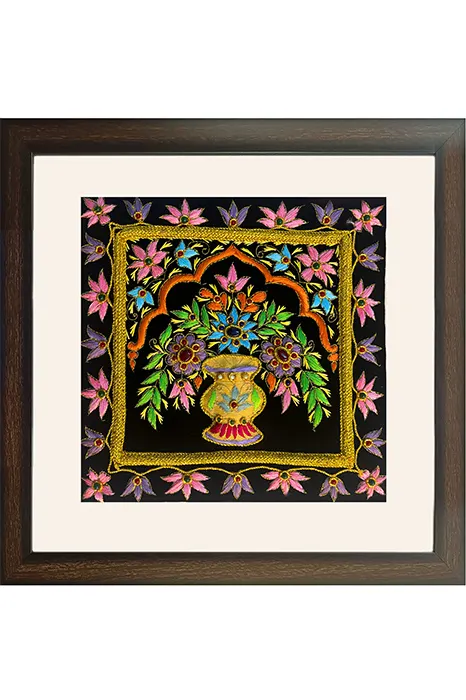 Lucknow Zardozi Wall Hanging with Frame (17*17) Inches