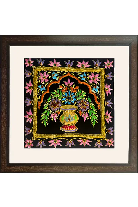 Lucknow Zardozi Wall Hanging with Frame (17*17) Inches