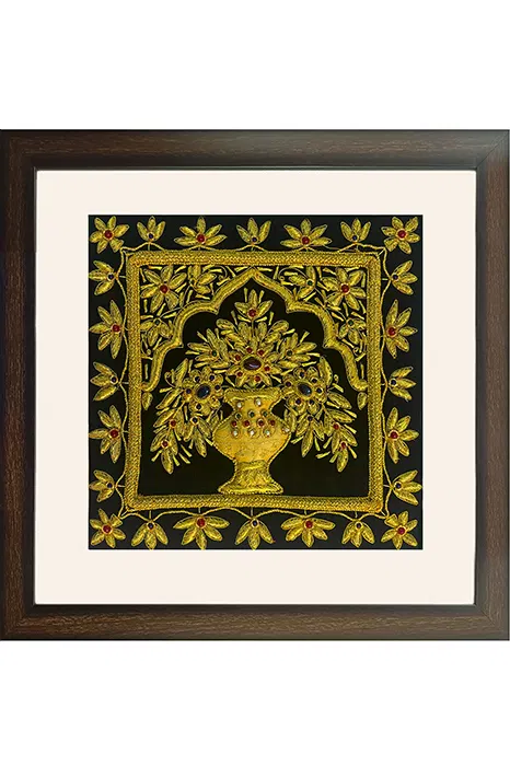 Lucknow Zardozi Wall Hanging with Frame (17*17) Inches