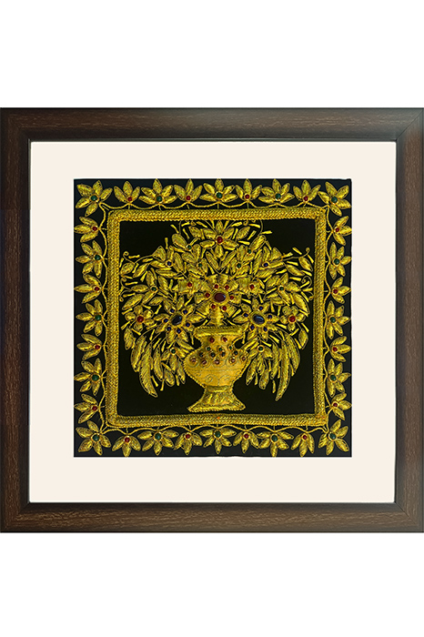 Lucknow Zardozi Wall Hanging with Frame (17*17) Inches