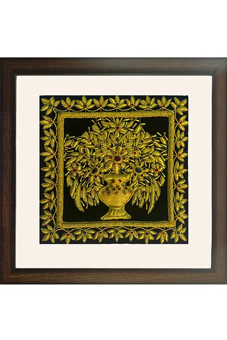 Lucknow Zardozi Wall Hanging with Frame (17*17) Inches