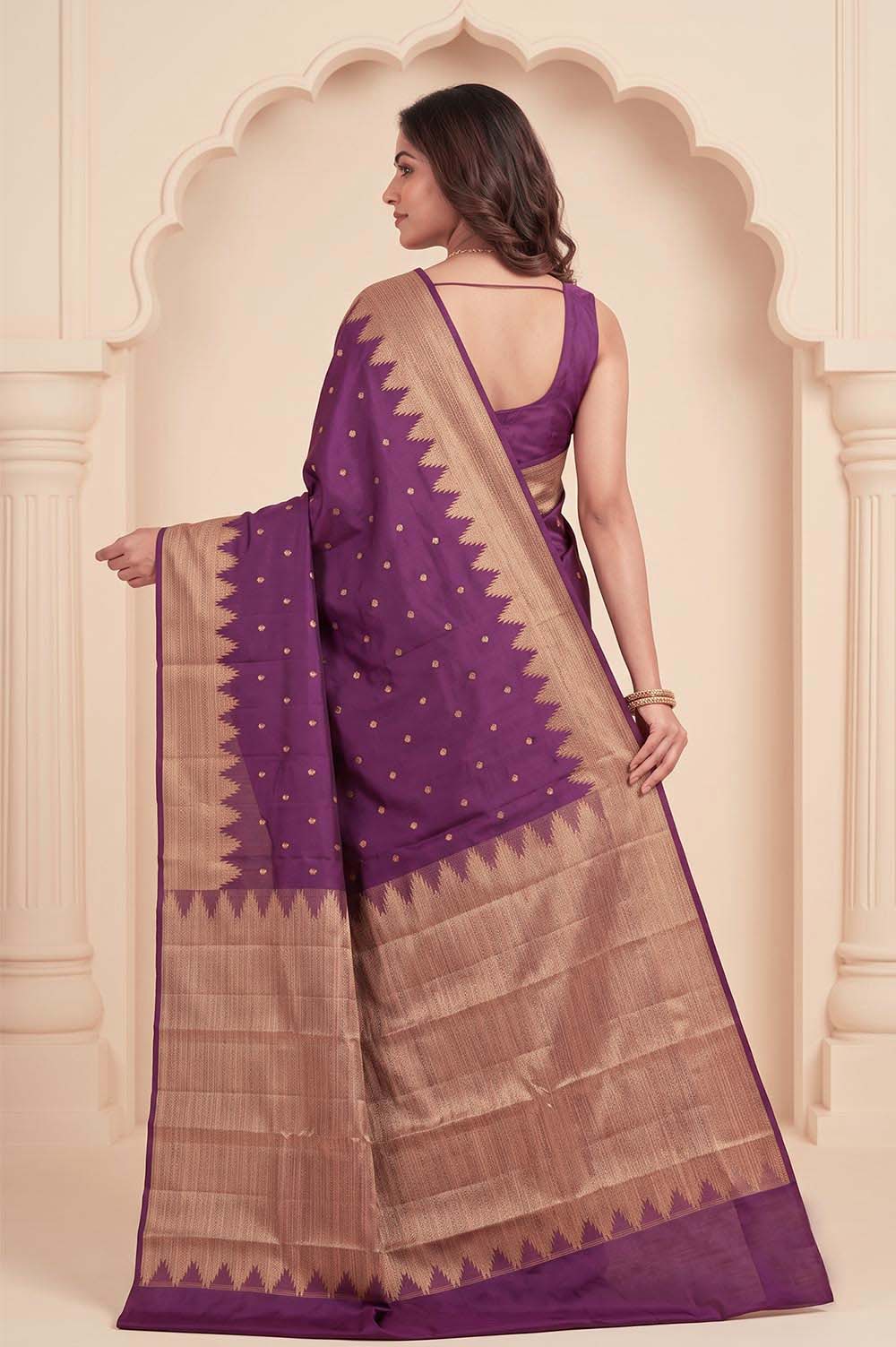 Kancheepuram Pure Silk Handloom Saree (2 Gram Gold Gilt Zari)
