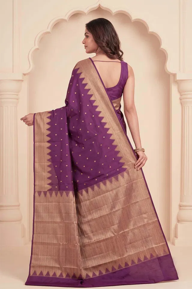 Kancheepuram Pure Silk Handloom Saree (2 Gram Gold Gilt Zari)