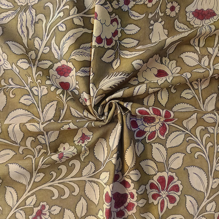 Srikalahasthi Pen Kalamkari (Vraathapani) Cotton Running Material (In Mtr)