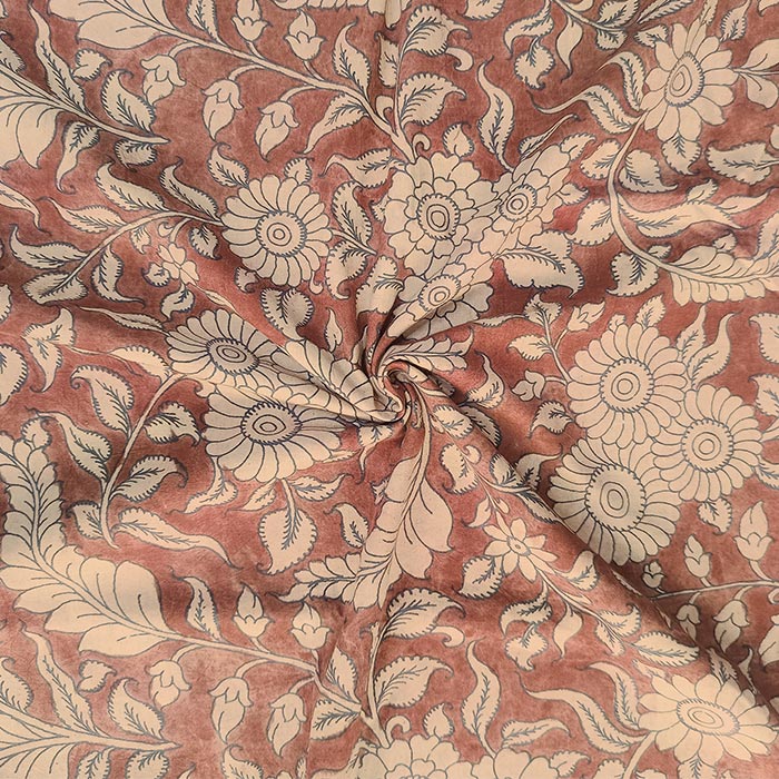 Srikalahasthi Pen Kalamkari (Vraathapani) Cotton Running Material (In Mtr)