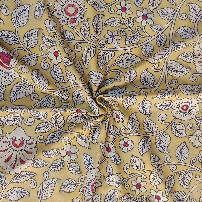 Srikalahasthi Pen Kalamkari (Vraathapani) Cotton Running Material (In Mtr)