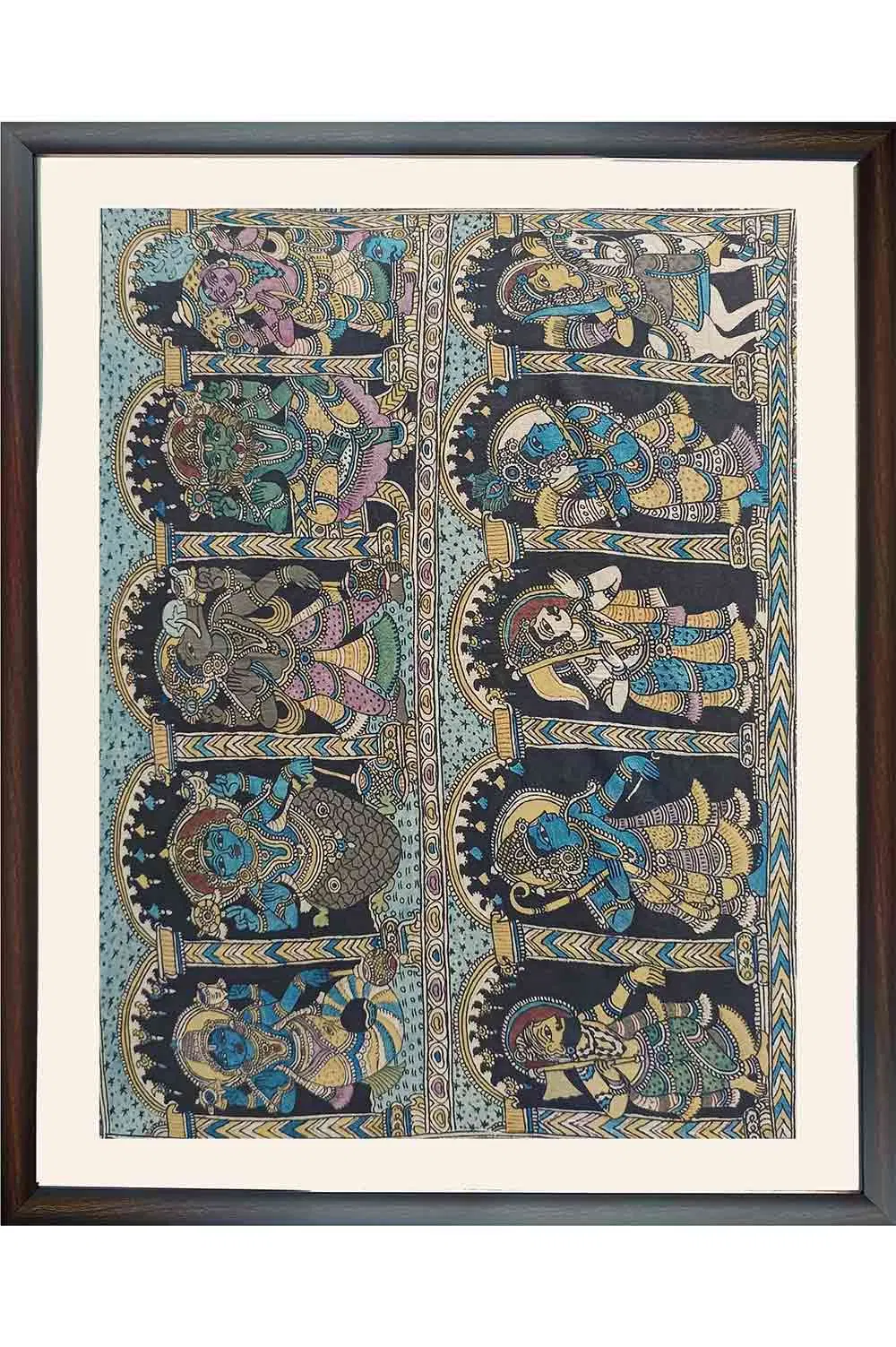 Srikalahasthi Pen Kalamkari - Dashavathara (44x36) Inches
