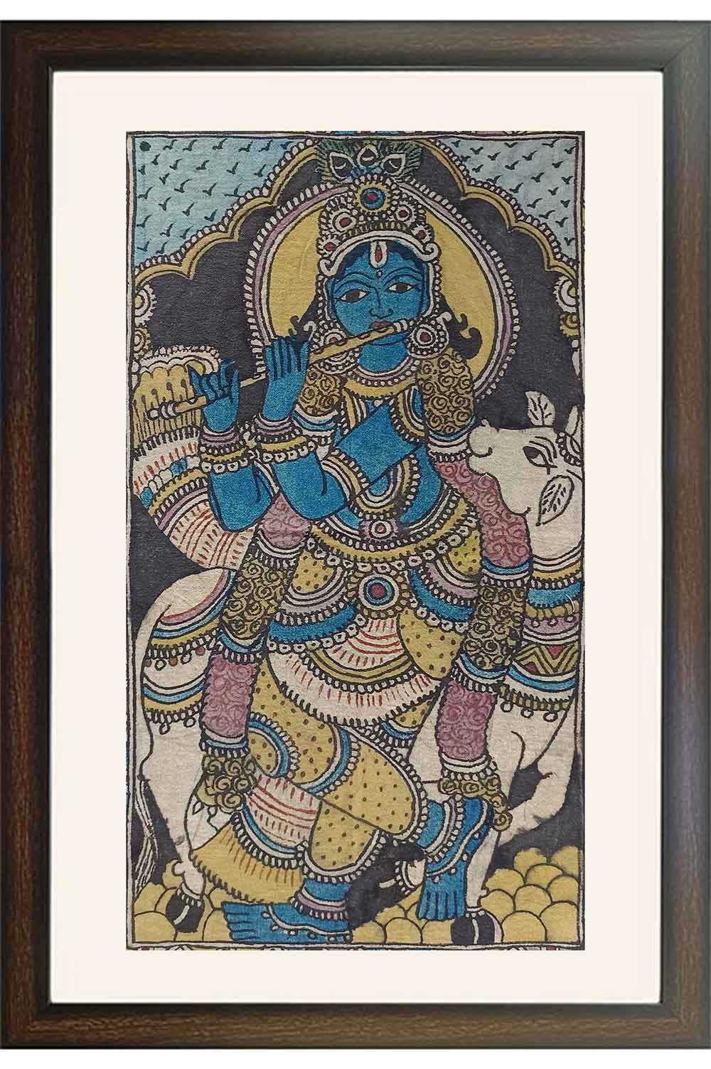 Srikalahasthi Pen Kalamkari - Gopala Krishna (15.5x23.5) Inches
