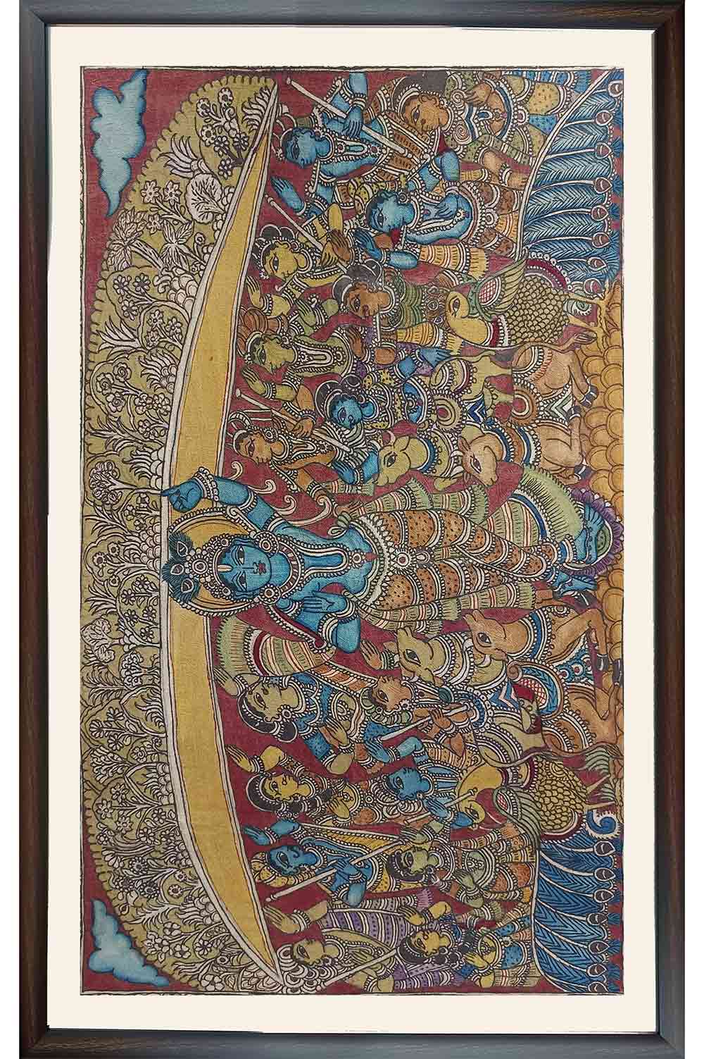 Srikalahasthi Pen Kalamkari - Govardhana Giri (46x28) Inches