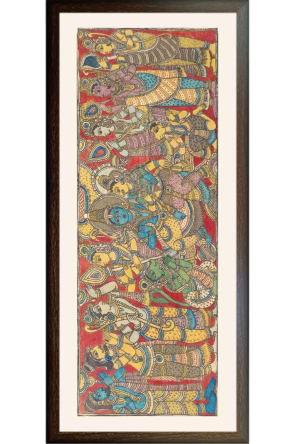 Srikalahasthi Pen Kalamkari - Rama Patabhishekam (46x20) Inches