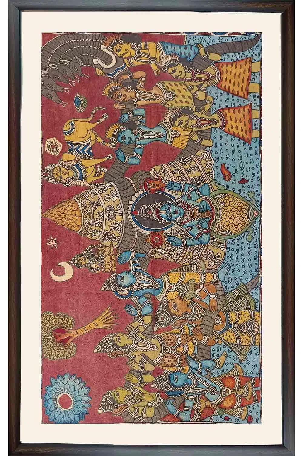 Srikalahasthi Pen Kalamkari - Sheera Sagara Madhanam (45.5x27) Inches
