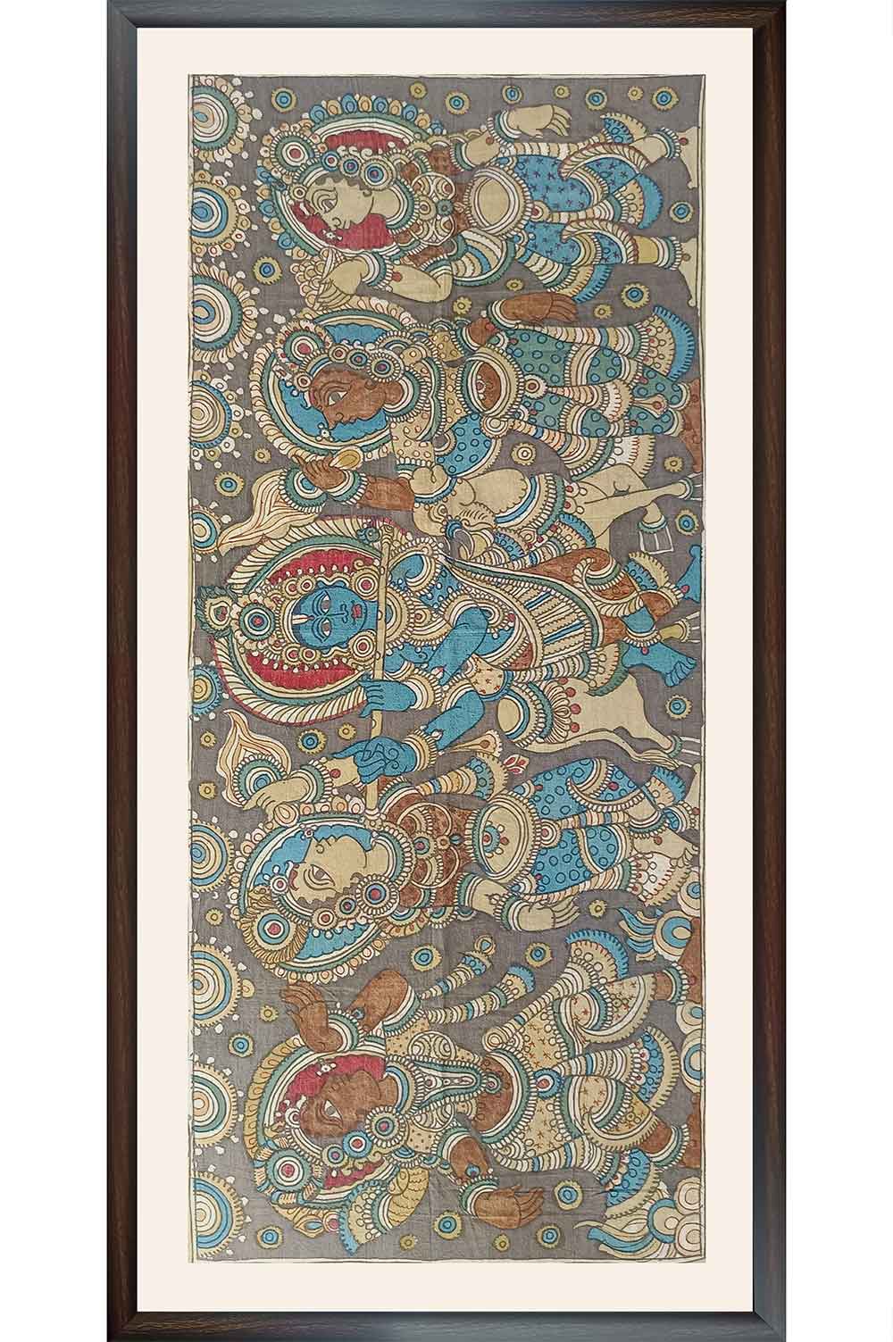 Srikalahasthi Pen Kalamkari - Gopika Krishna (45x22) Inches