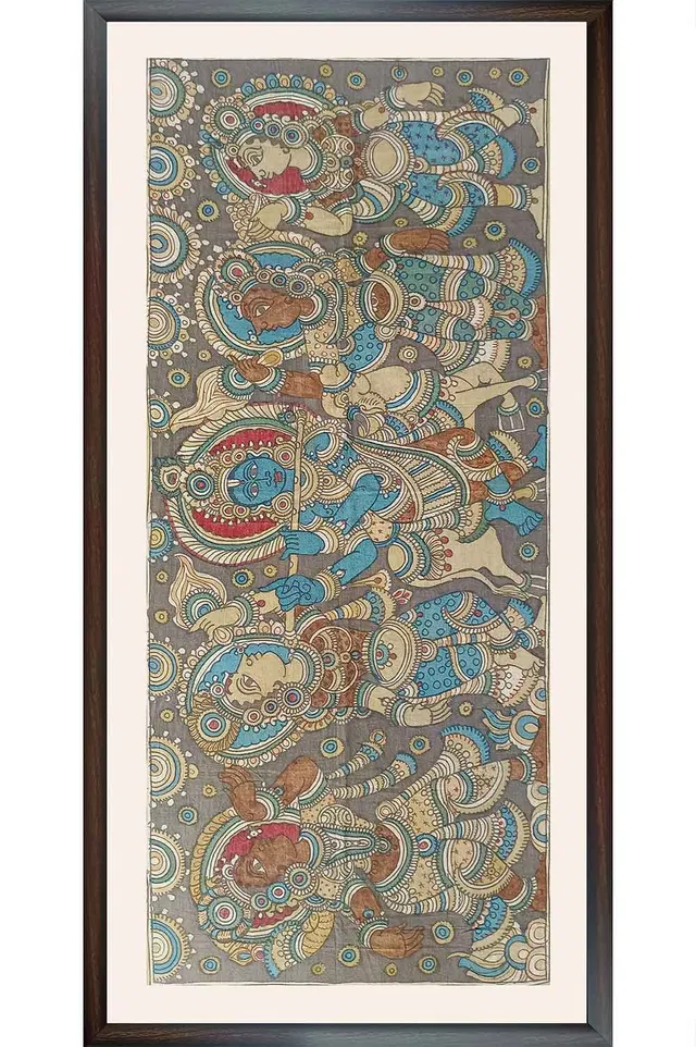 Srikalahasthi Pen Kalamkari - Gopika Krishna (45x22) Inches