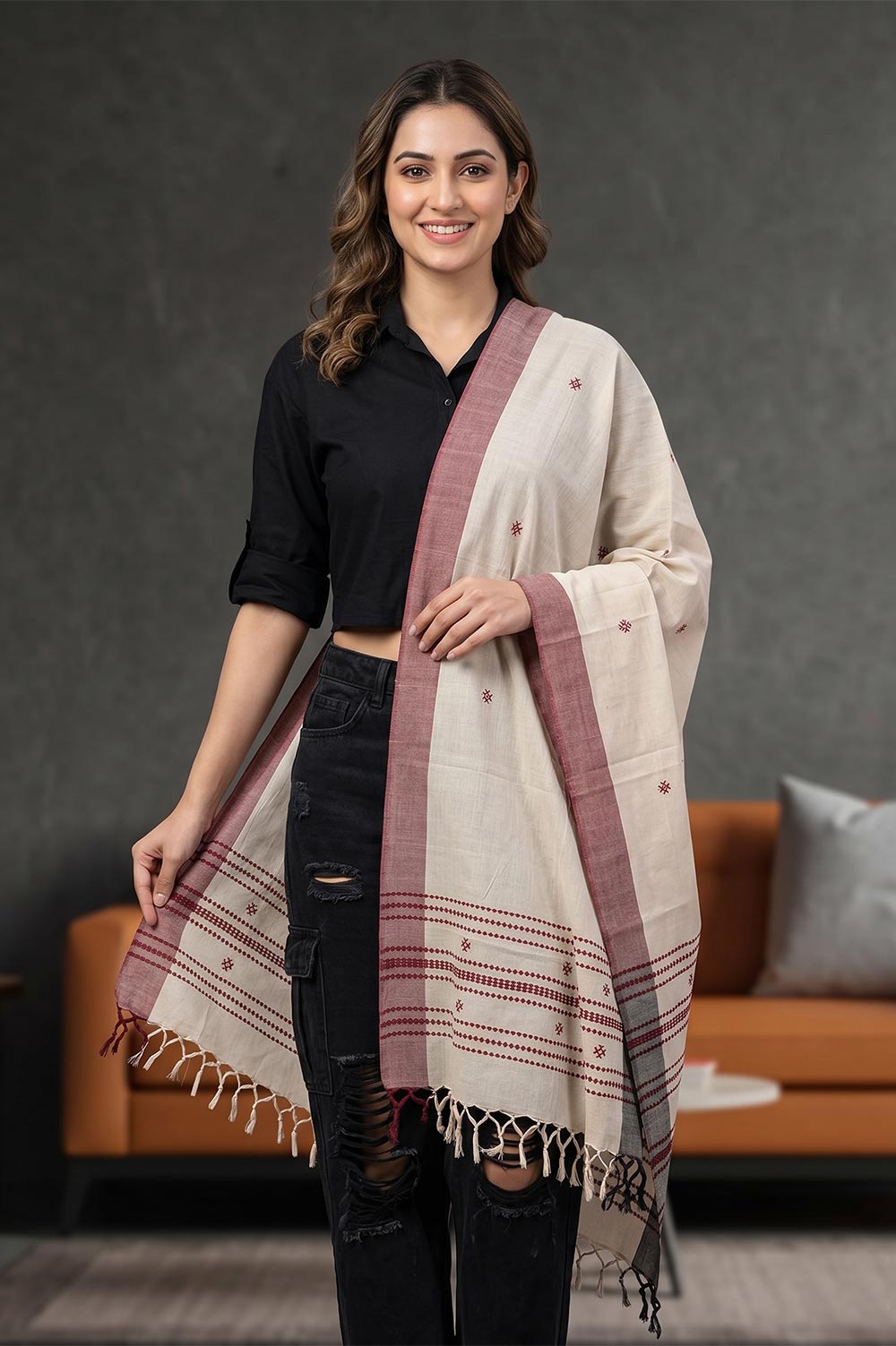 Organic Dyed Kotpad Pure Hand Spun Cotton Dupatta