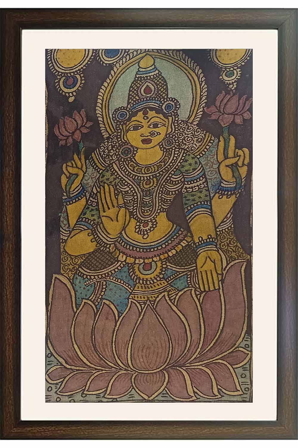 Srikalahasthi Pen Kalamkari - Lakshmi (18x21) Inches