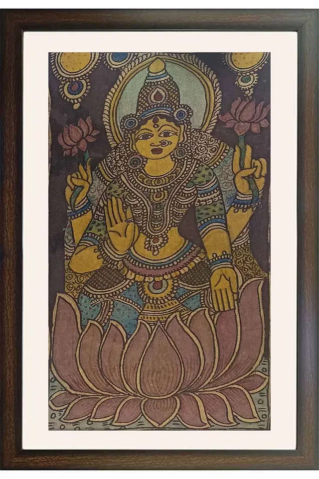 Srikalahasthi Pen Kalamkari - Lakshmi (18x21) Inches