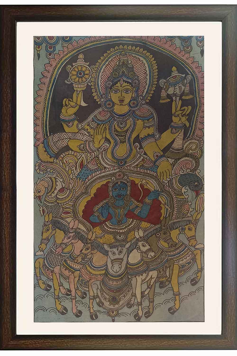 Srikalahasthi Pen Kalamkari - Surya Narayana (28x44) Inches
