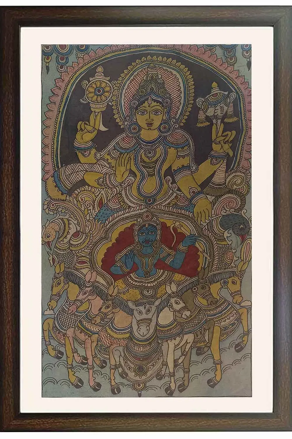 Srikalahasthi Pen Kalamkari - Surya Narayana (28x44) Inches