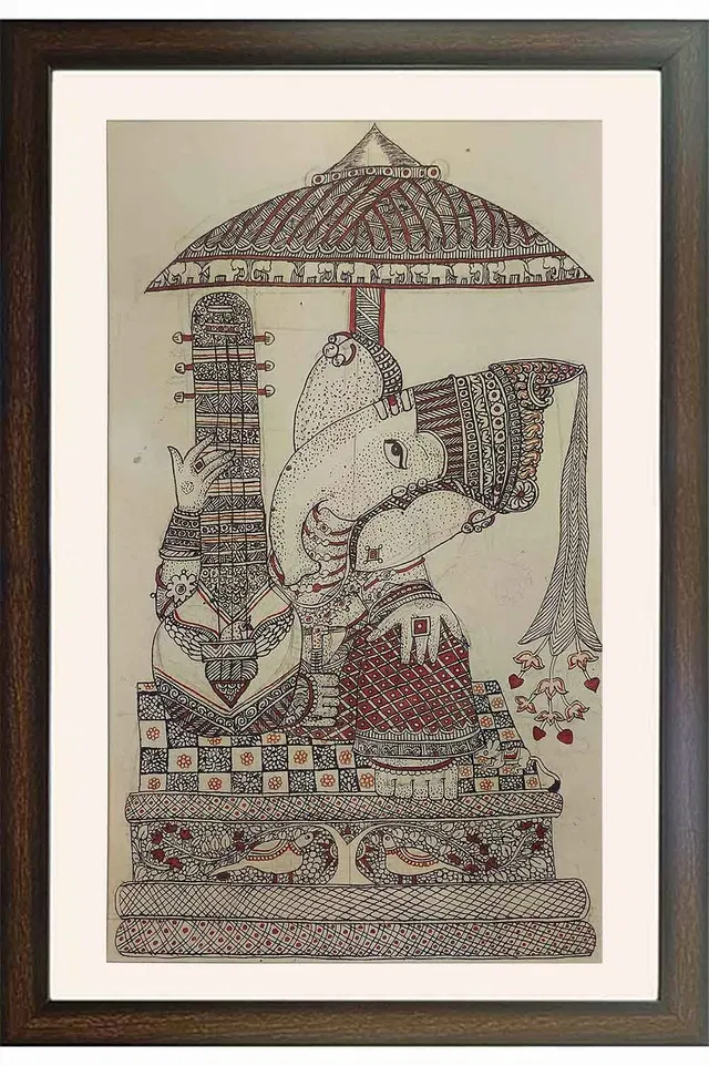 Srikalahasthi Pen Kalamkari - Ganesha (28x44) Inches