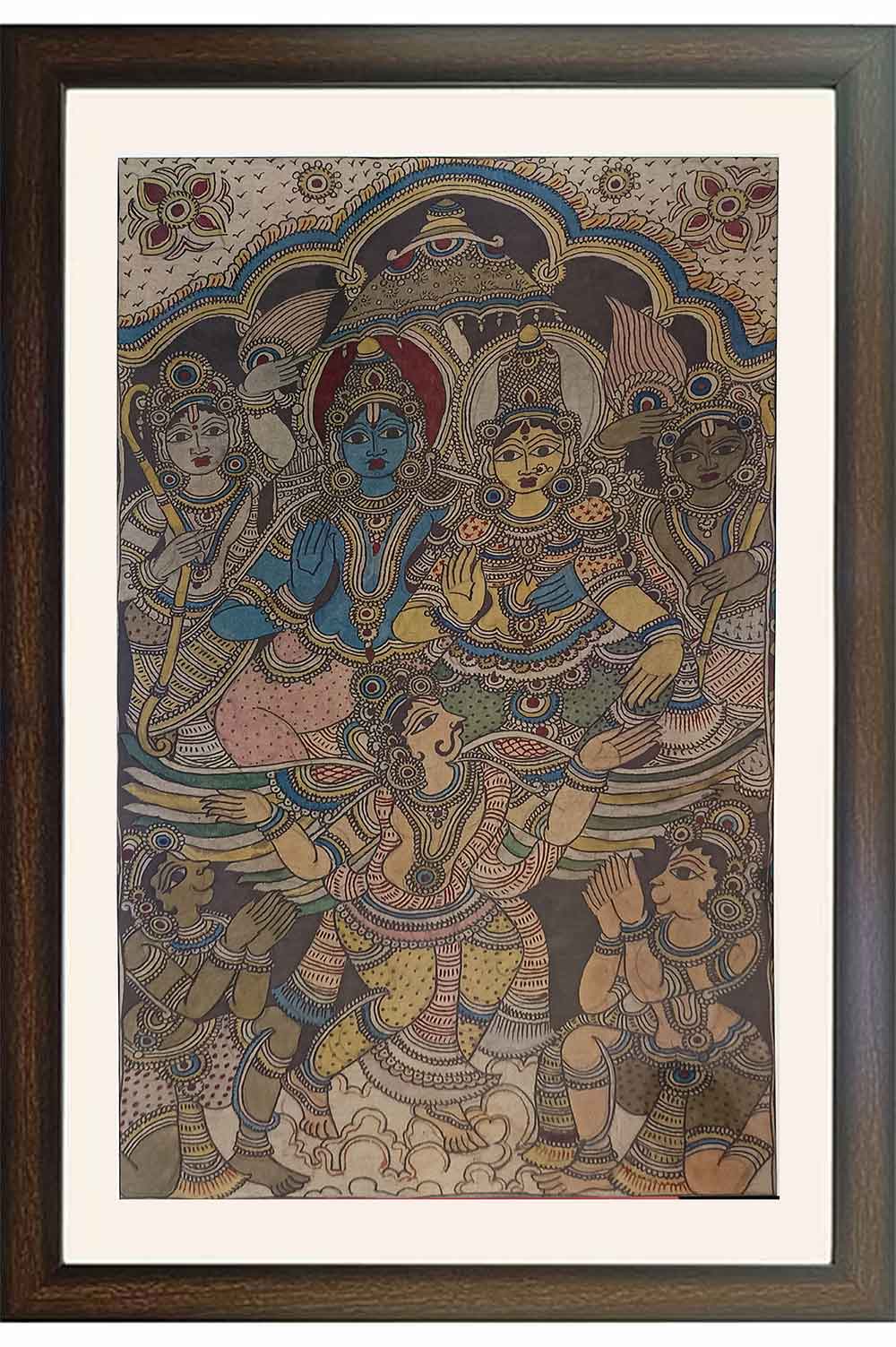 Srikalahasthi Pen Kalamkari - Rama Patabhishekam (28x44) Inches