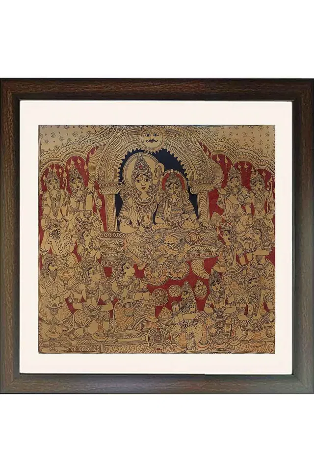 Srikalahasthi Pen Kalamkari - Rama Patabhishekam (43x41) Inches