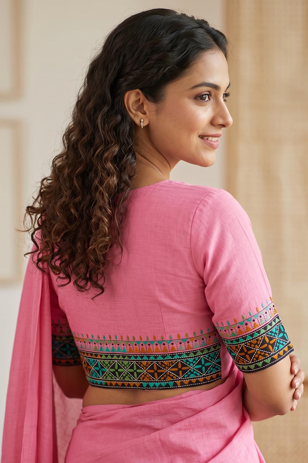 Nakshi Kantha Cotton Blouse (Intricate Hand Embroidery) 0.85 Mtr