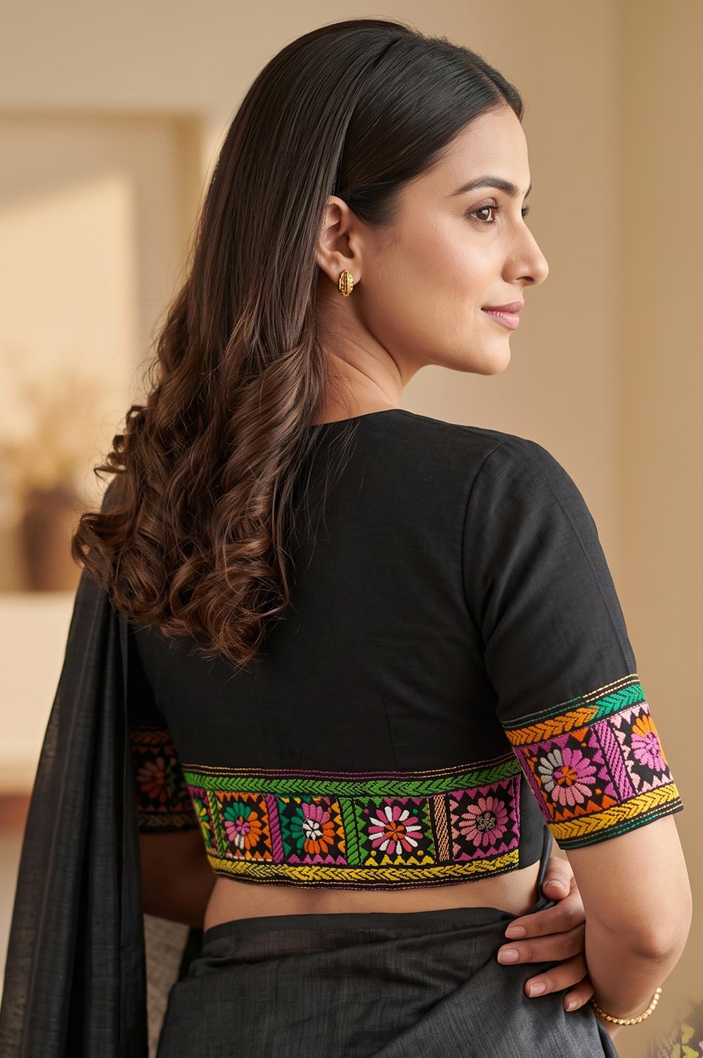 Nakshi Kantha Cotton Blouse (Intricate Hand Embroidery) 0.85 Mtr