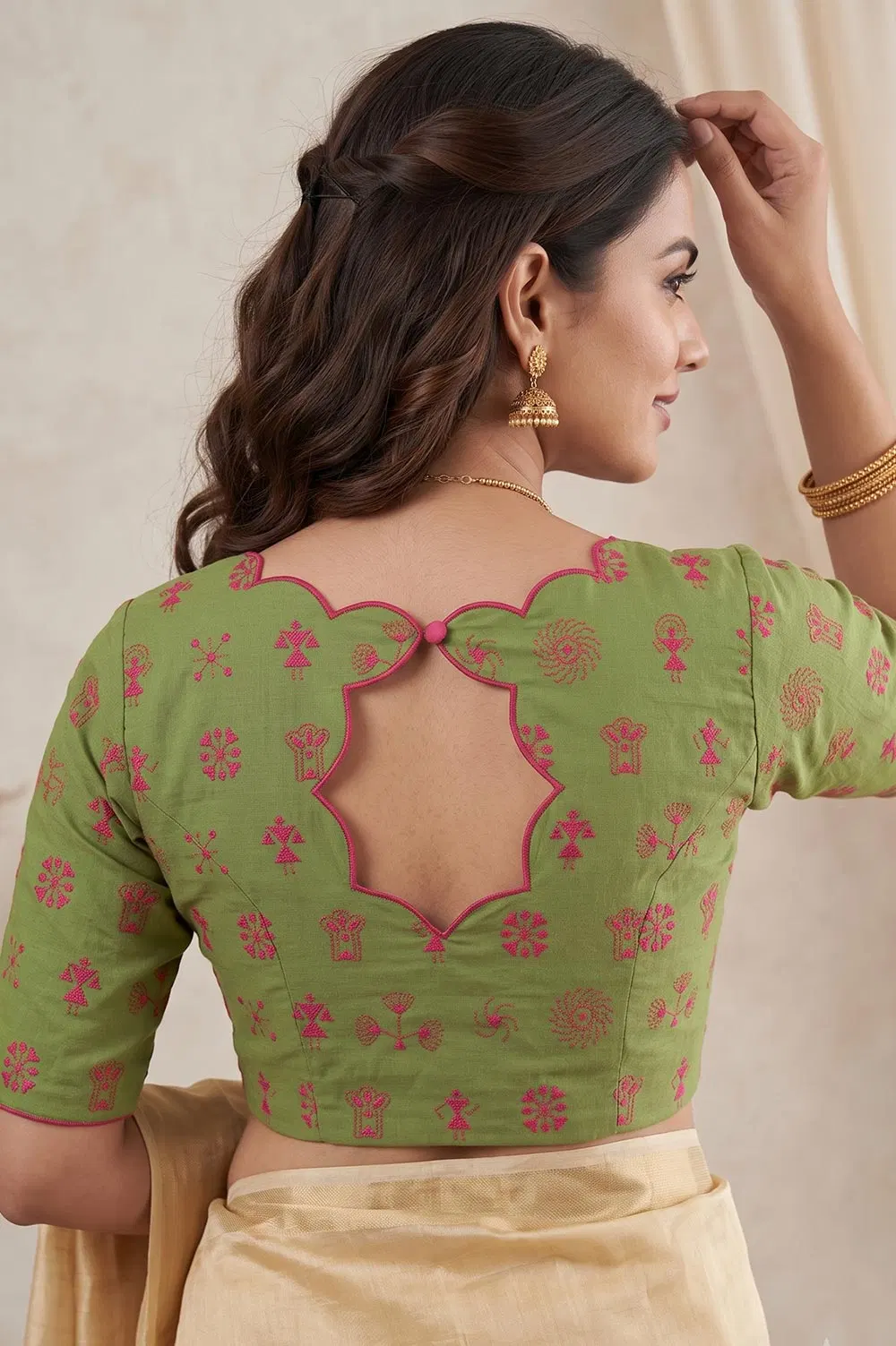Nakshi Kantha Cotton Blouse (Intricate Hand Embroidery) 1 Mtr