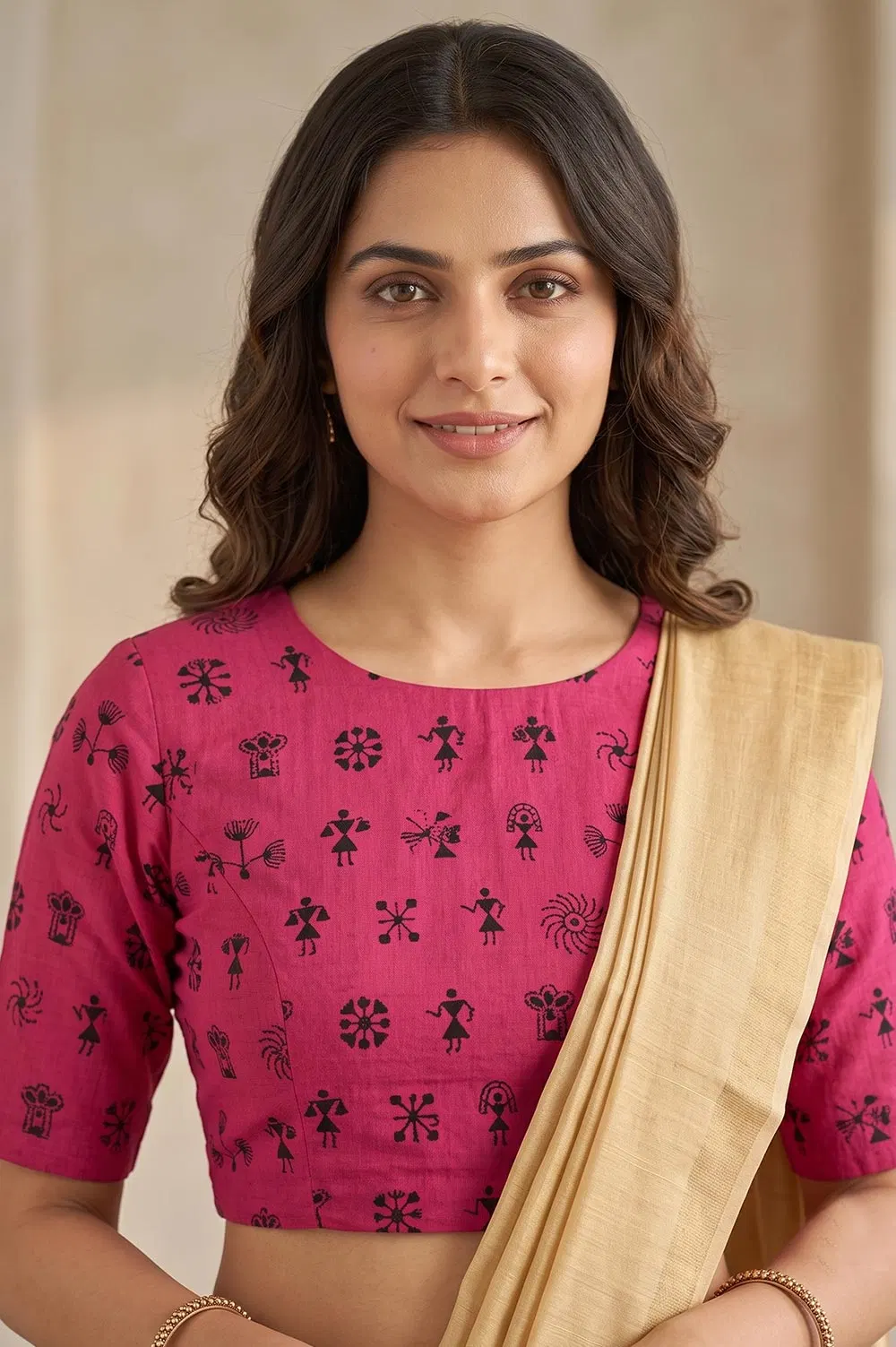 Nakshi Kantha Cotton Blouse (Intricate Hand Embroidery) 0.85 Mtr