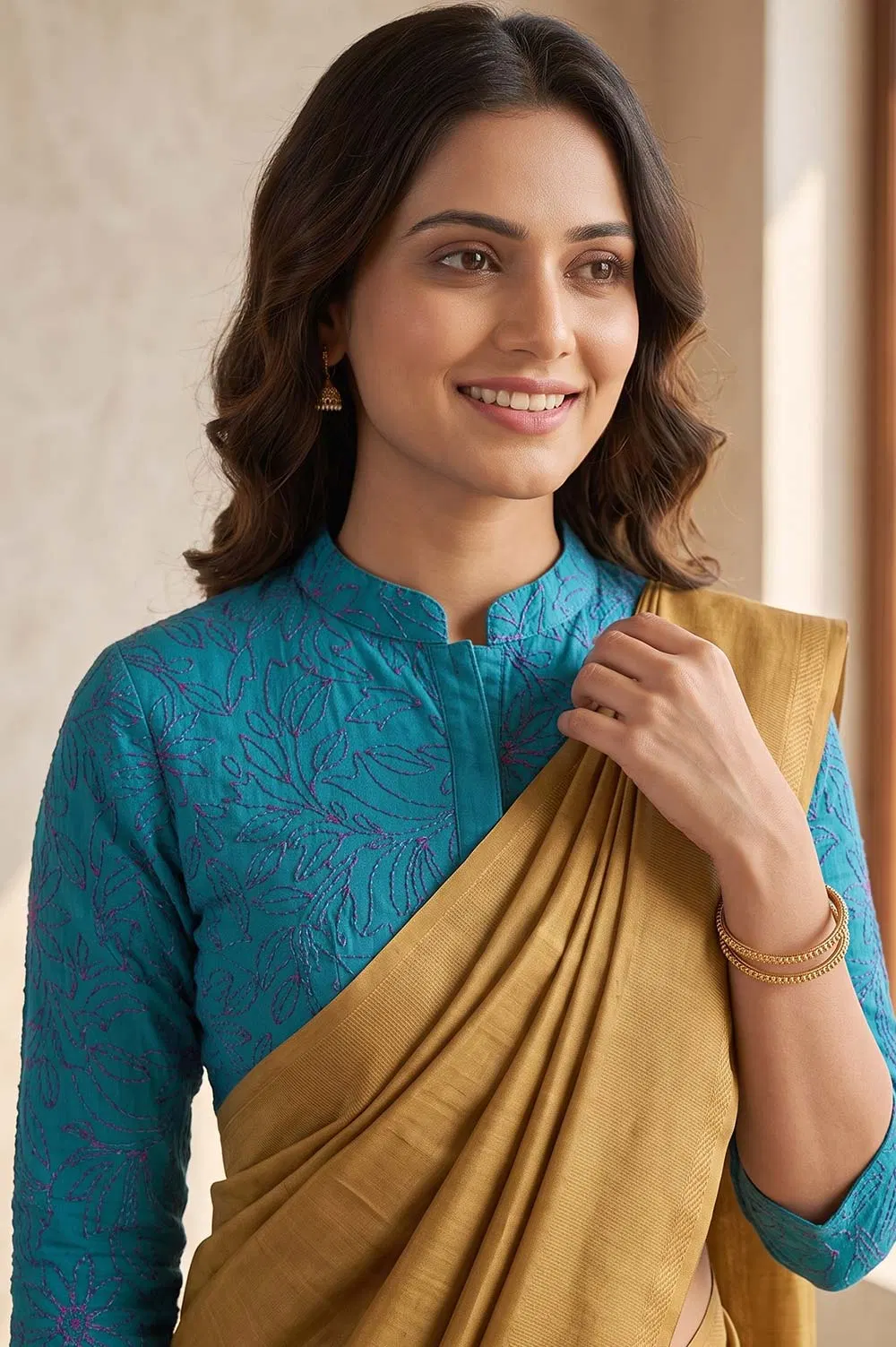 Nakshi Kantha Cotton Blouse (Intricate Hand Embroidery) 0.85 Mtr