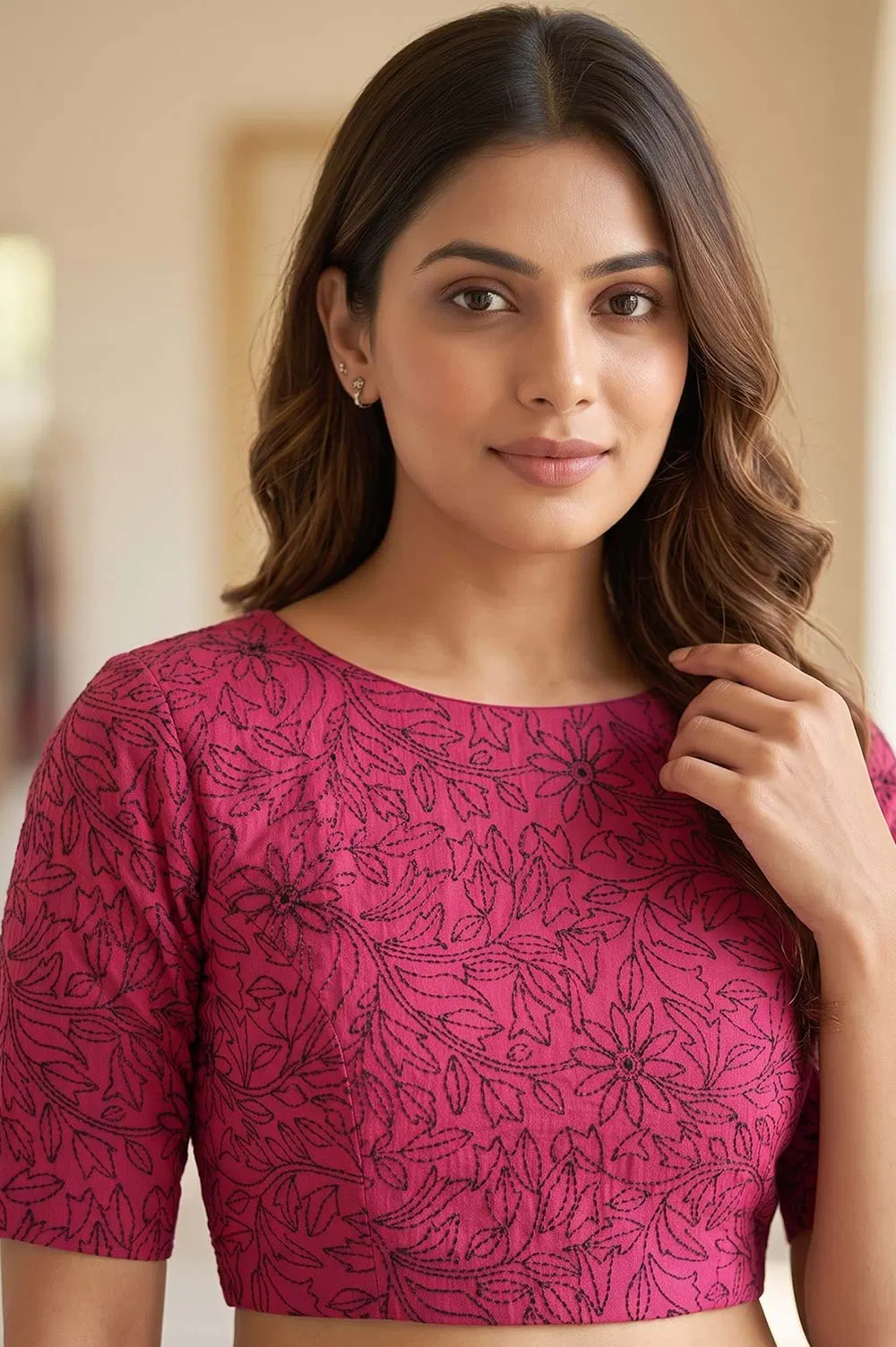 Nakshi Kantha Cotton Blouse (Intricate Hand Embroidery) 0.85 Mtr