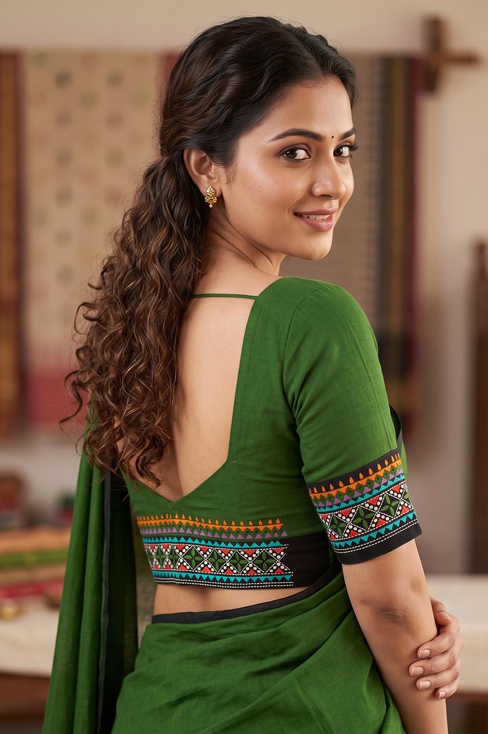 Nakshi Kantha Cotton Blouse (Intricate Hand Embroidery) 1 Mtr
