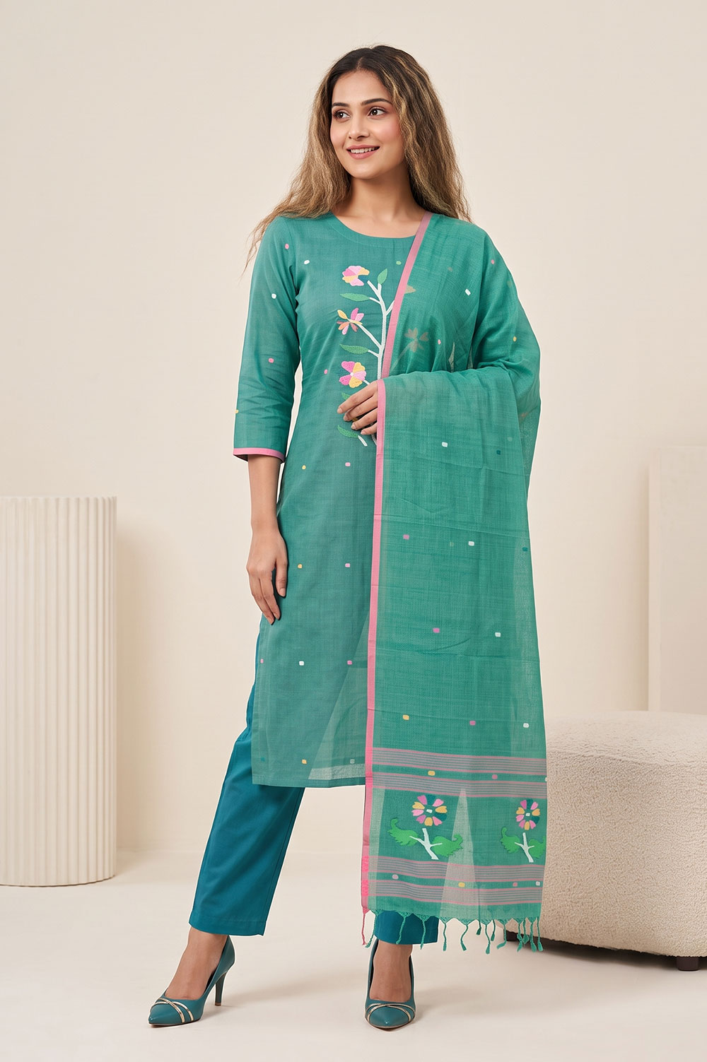 Jamdani Handloom Cotton Salwar Suit material