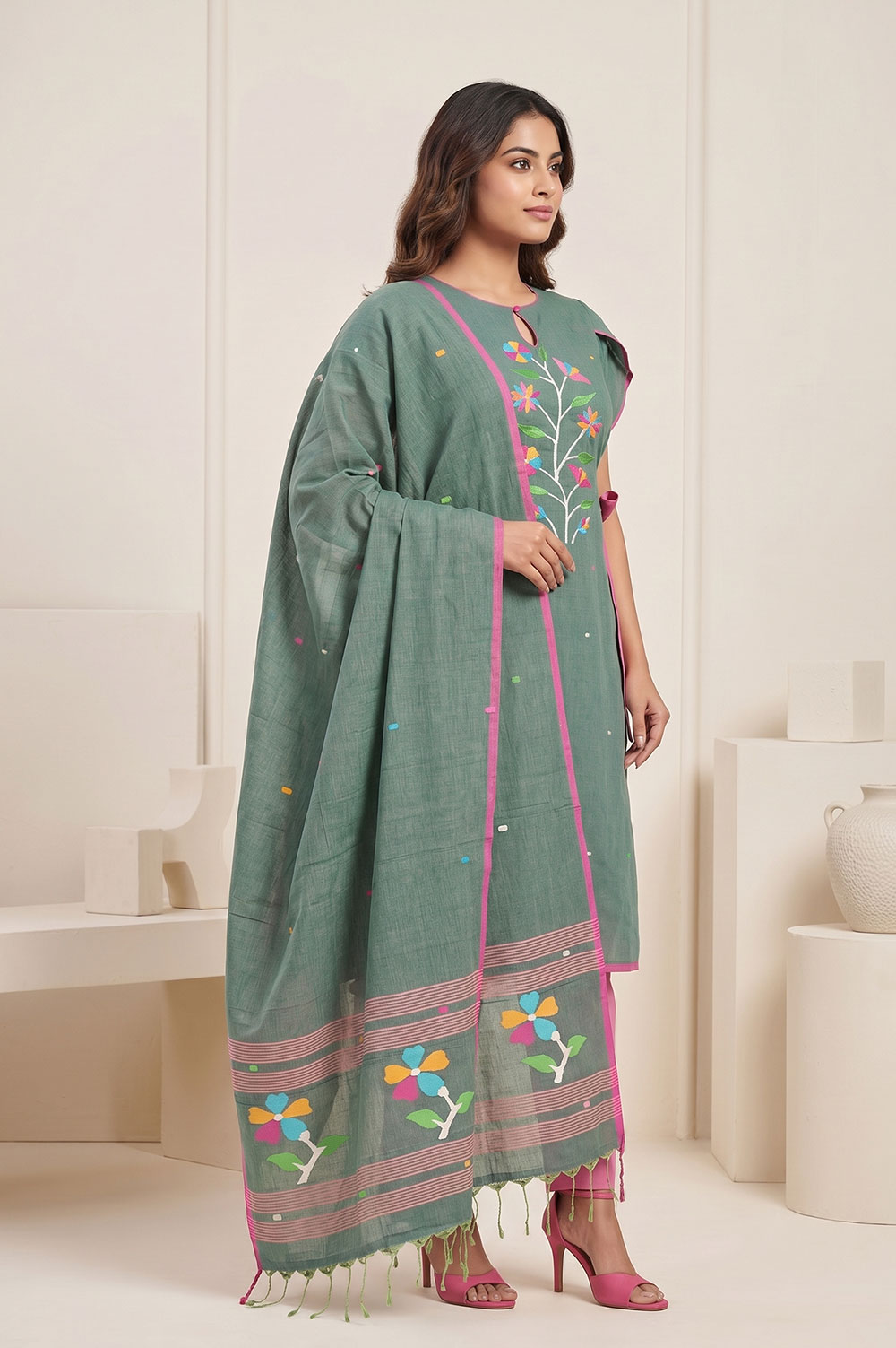 Jamdani Handloom Cotton Salwar Suit material