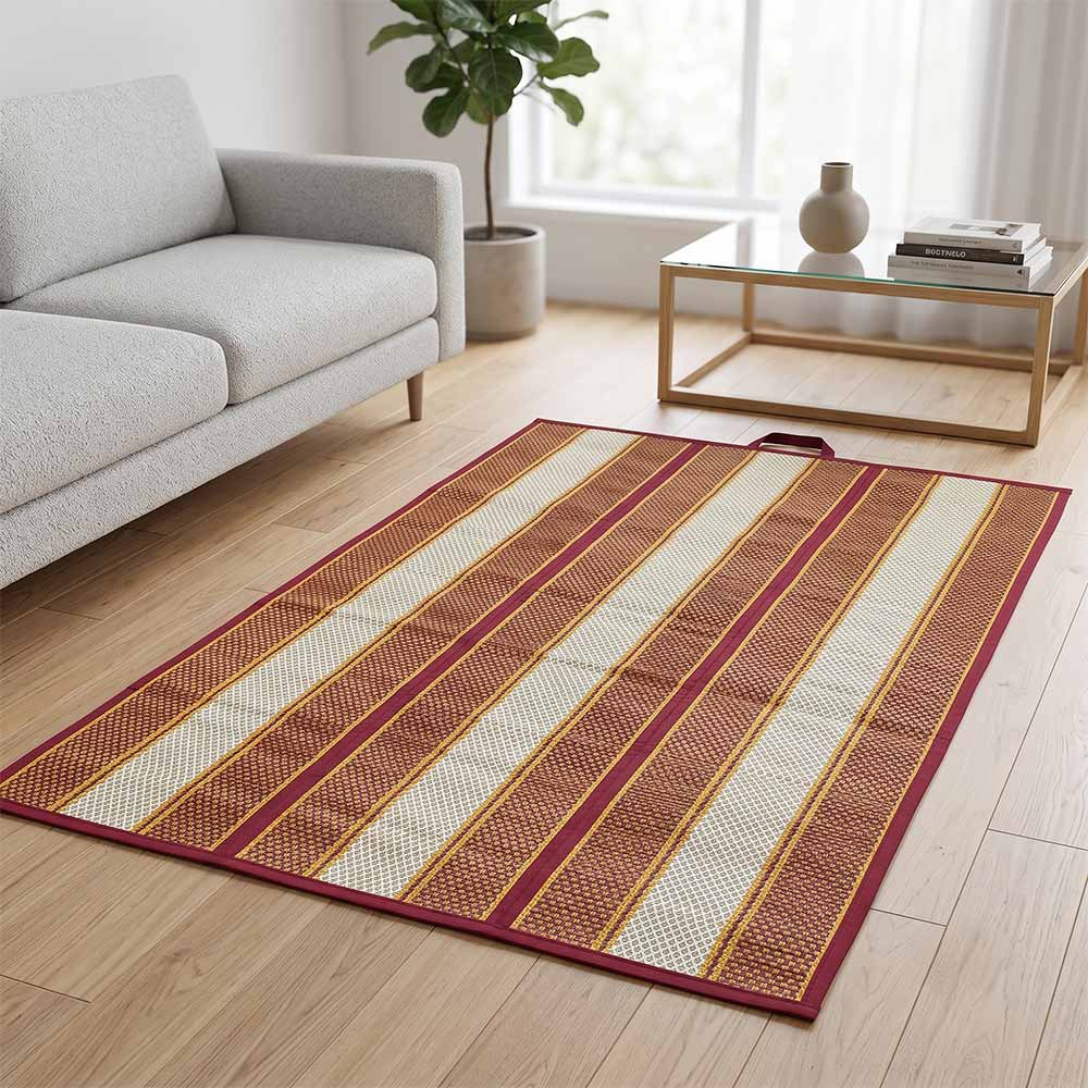 Eco-Friendly Madurkathi Grass Multipurpose Mat - 4 Fold (6*3) Feet